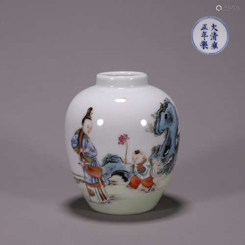 Famille Rose Figure Jar