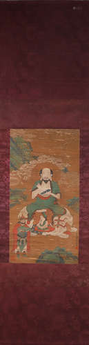 Chinese Buddha Painting on Silk, Liu Songnnian Mark