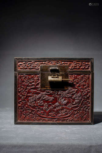 Chinese Huanghuali Pine and Crane Box Case