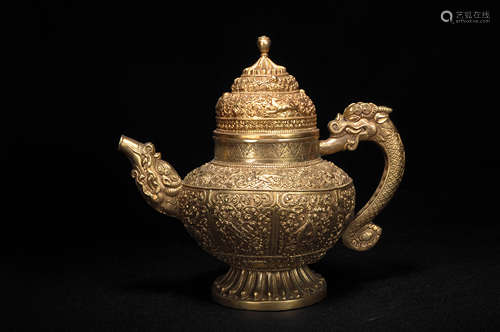 Large Gilt-Bronze Dragon Pot