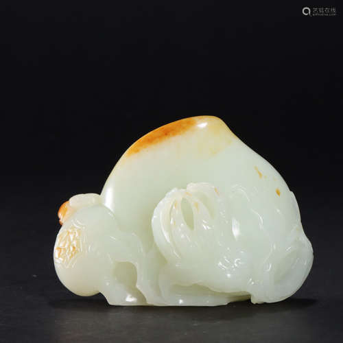 Carved Hetian Jade Peach Ornament