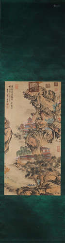 Chinese Landscape Painting on Paper, Lan Ying Mark