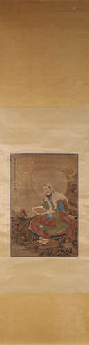 Chinese Figure Painting on Silk, Ding Guanpeng Mark