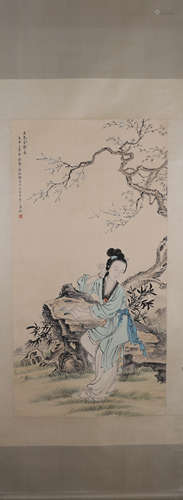 Chinese Figure Painting on Paper, Pan Zhenyong Mark