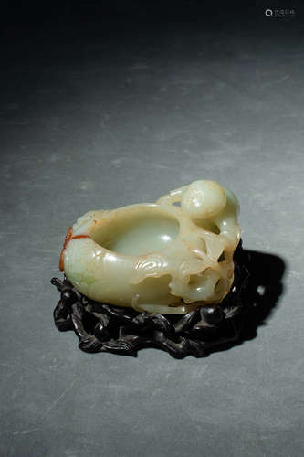 Carved Hetian Jade Boy Brush Washer