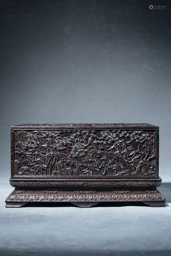 Sandalwood Relief-Decorated Sanduo Stationery Box