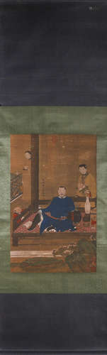 Chinese Figure Painting on Silk, Gao Zhiding Mark