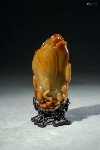 Carved Yellow Jade Mongolia Ornament