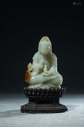 Carved Hetian Jade Figure of Guanyin