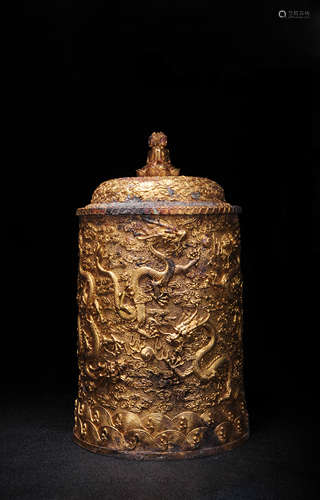 Gilt-Bronze Buddhist Scripture Tube