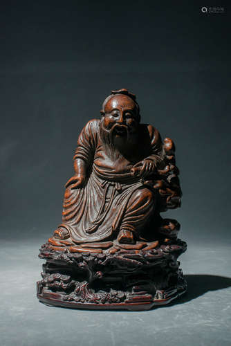 Carved Bamboo Figure Paper Weight