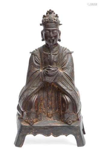 A Ming Chinese bronze figure of Wenchang Wang