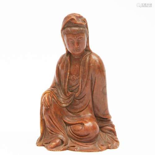 A shoushan soapstone figure of a Guanyin