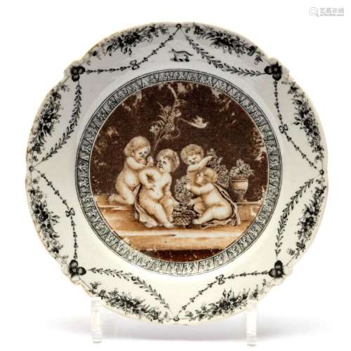 An encre-de-chine and sepia plate with putti