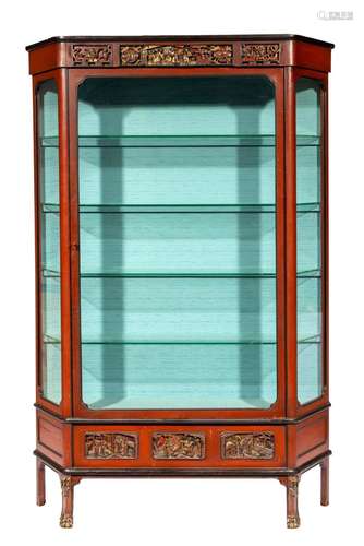 A Chinoiserie red and black painted and parcel-gilt display ...