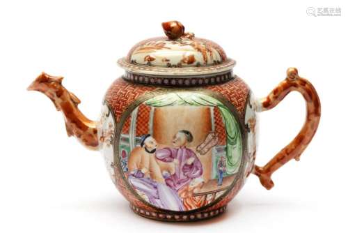 A famille rose Mandarin teapot