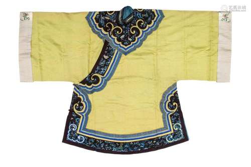 A Chinese yellow silk ladies garment