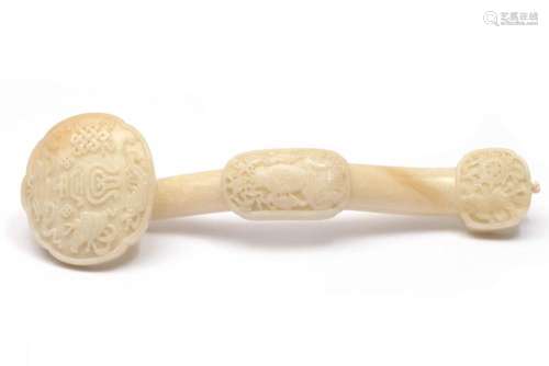A Chinese white jade ruyi sceptre