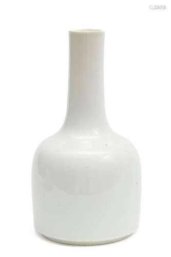 A monochrome white mallet-shaped bottle vase