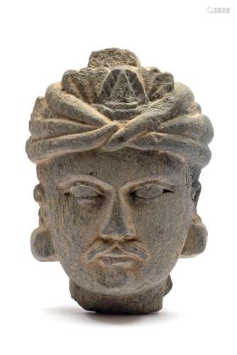 A head of a Bodhisattva, schist