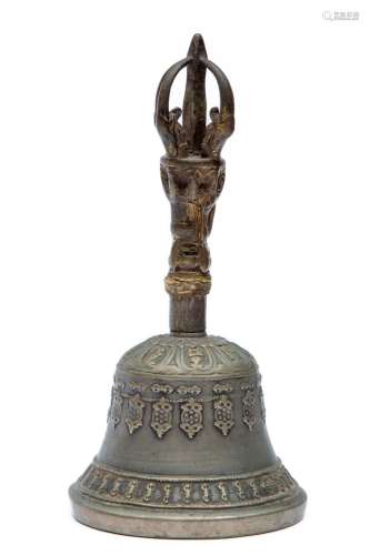 A Sino-Tibetan bronze and gilt ghaṇṭā