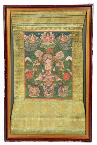 A thangka depicting a white Tara