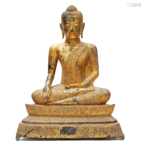 A large gilded bronze Rattanakosin Buddha