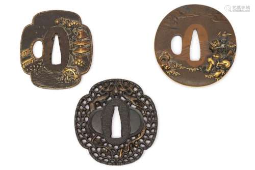 Three Japanese tsuba