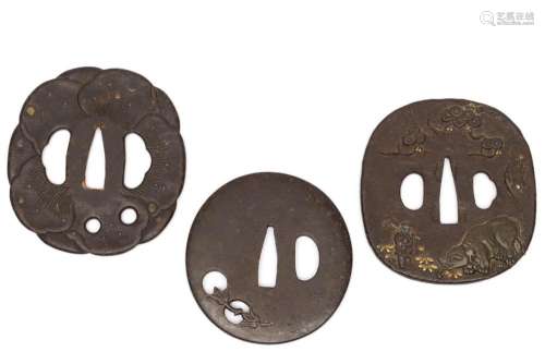 Three Japanese tsuba