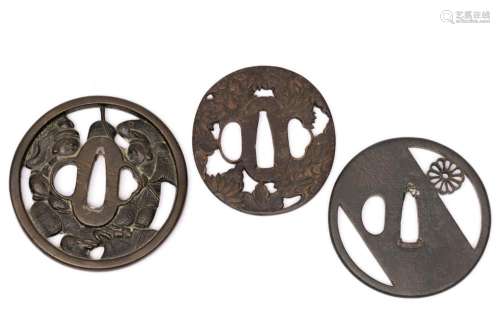 Three Japanese tsuba