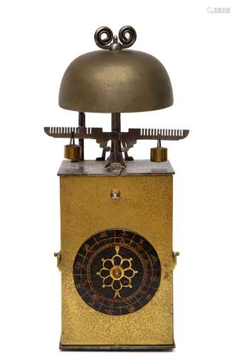 A Japanese brass and iron striking lantern clock  kake dokei