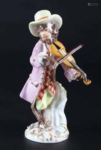 Meissen monkey chapel violinist, Affenkapelle Geiger,