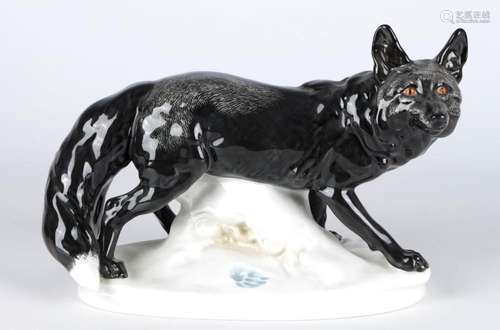 Meissen large silver fox 1st choice, Erich Hösel, Silberfuch...