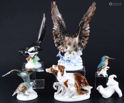 6-piece animal lot, e.g. Aelteste Volkstedt, KPM Berlin &...