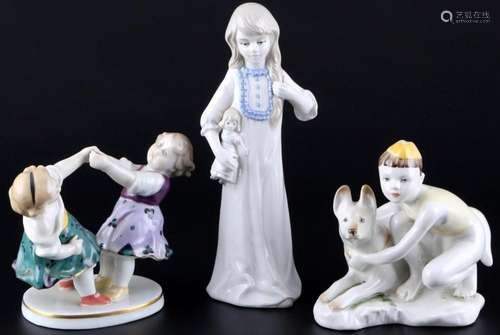 3 children figures, e.g. Ens, Wagner & Apel, 3 Kinderfig...