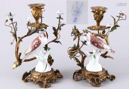 France pair of ormolu candelabras with birds 18th century, P...