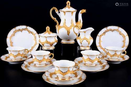 Meissen B-Form mocha coffee service for 5 persons, splendor ...