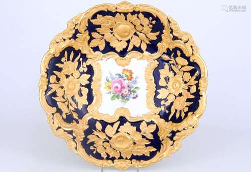 Meissen Flower Bouquet large splendor bowl royal blue 1st ch...