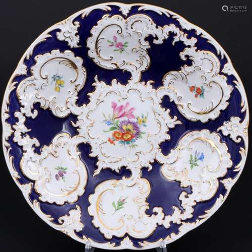 Meissen Flower Bouquet Royal Blue large splendor bowl,