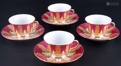 Meissen Purple Acanthus Leave 2 mocha cups with saucers 1st ...