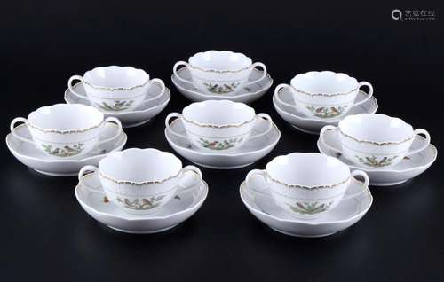 Meissen Birds 8 soup cups 1st choice, Suppentassen 1.Wahl,