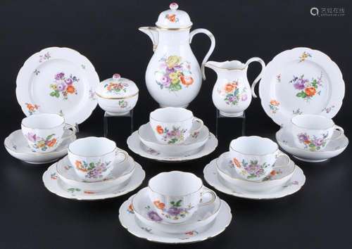 Meissen Old Osier Flower Bouquet coffee service for 6 person...