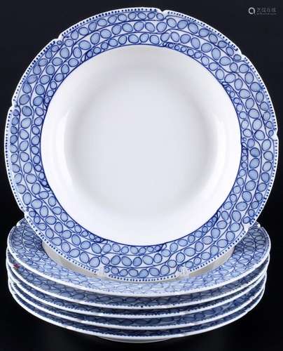 Meissen Riemerschmid Blue Panicle 6 soup plates 1st choice, ...