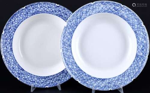 Meissen Riemerschmid Blue Panicle 2 soup plates 1st choice, ...