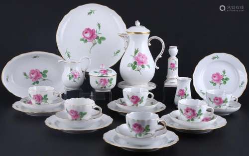 Meissen Red Rose coffee service for 6 pers., Kaffeeservice,