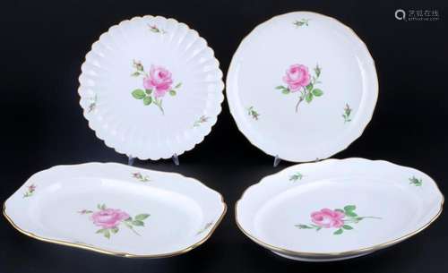 Meissen Rote Rose 2 bowls and 2 platters, große Schalen und ...