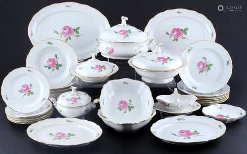 Meissen Red Rose dinner service for 6 persons, Speiseservice...