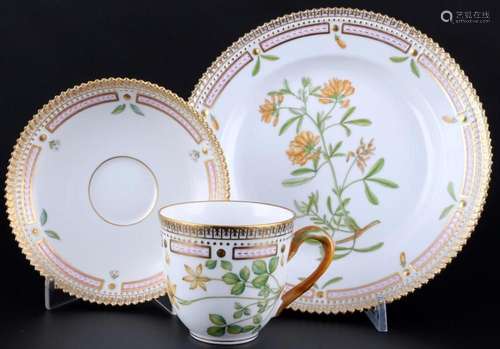 Royal Copenhagen Flora Danica coffee cup with saucer and des...