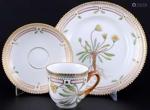 Royal Copenhagen Flora Danica coffee cup with saucer and des...