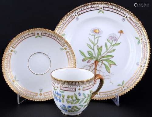 Royal Copenhagen Flora Danica coffee cup with saucer and des...